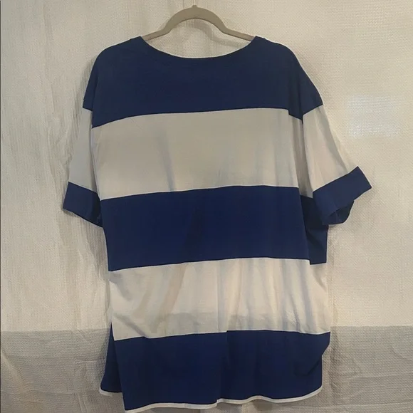 Polo by Ralph Lauren White and Navy Blue Striped Polo Shirt with Red Pony - Picture 2 of 2